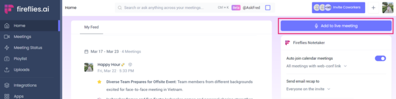 Inteligência Artificial na Comunicação Interna Fireflies.ai